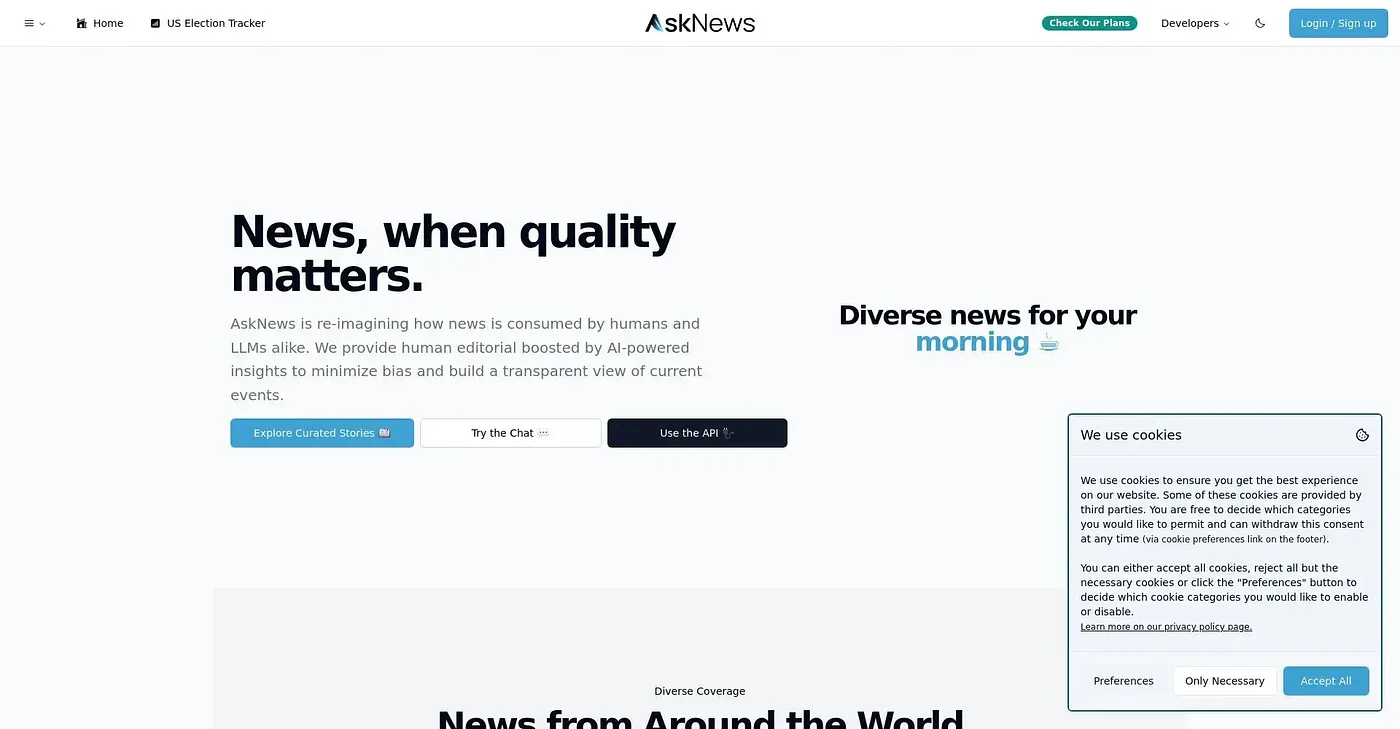 Screenshot of AskNews