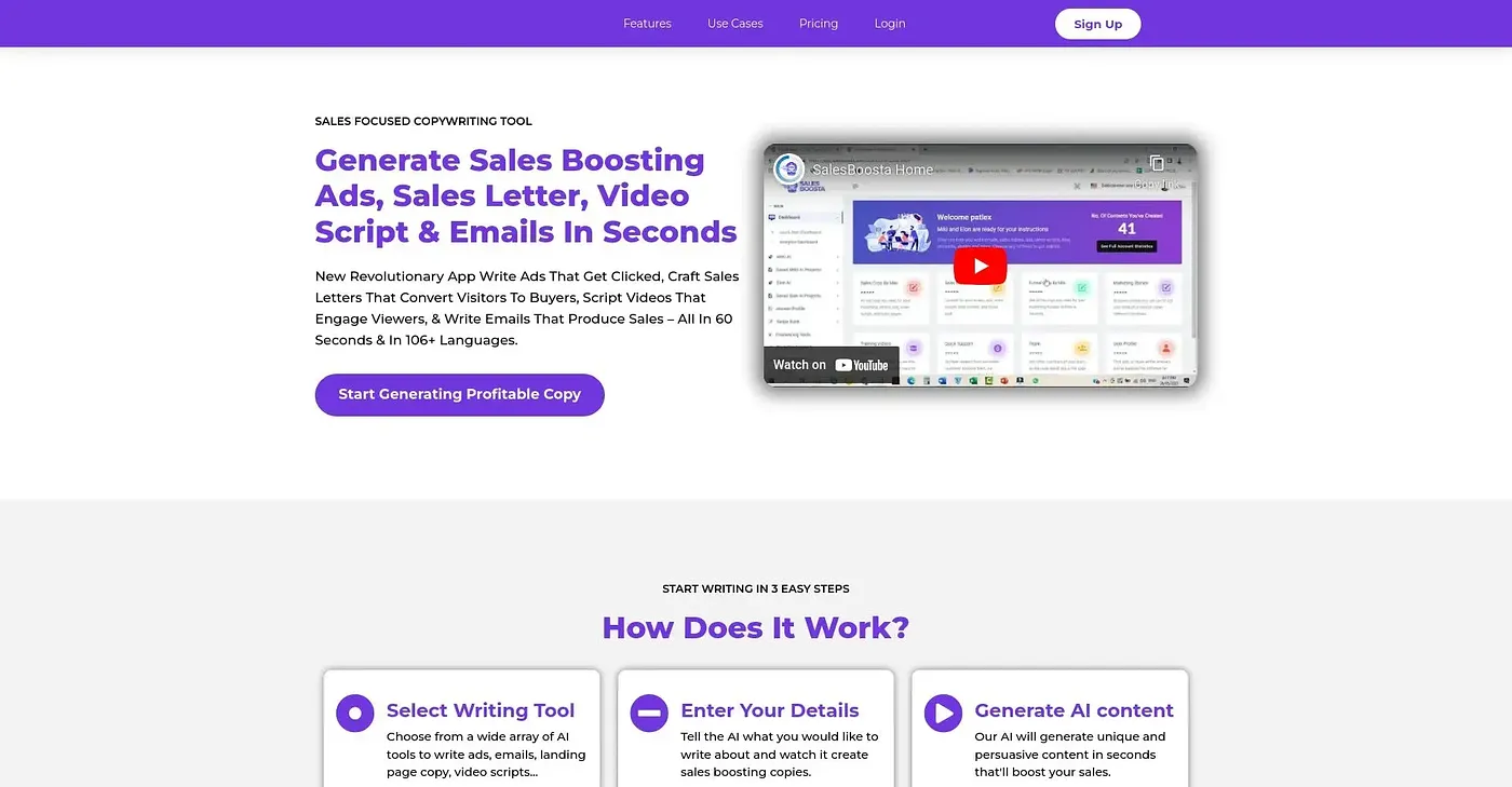 Screenshot of Sales Boosta