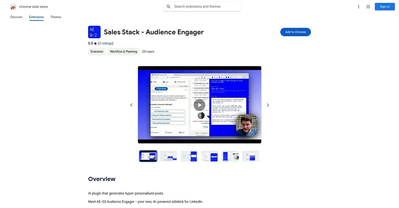 Screenshot of Sales Stack Audience Enga