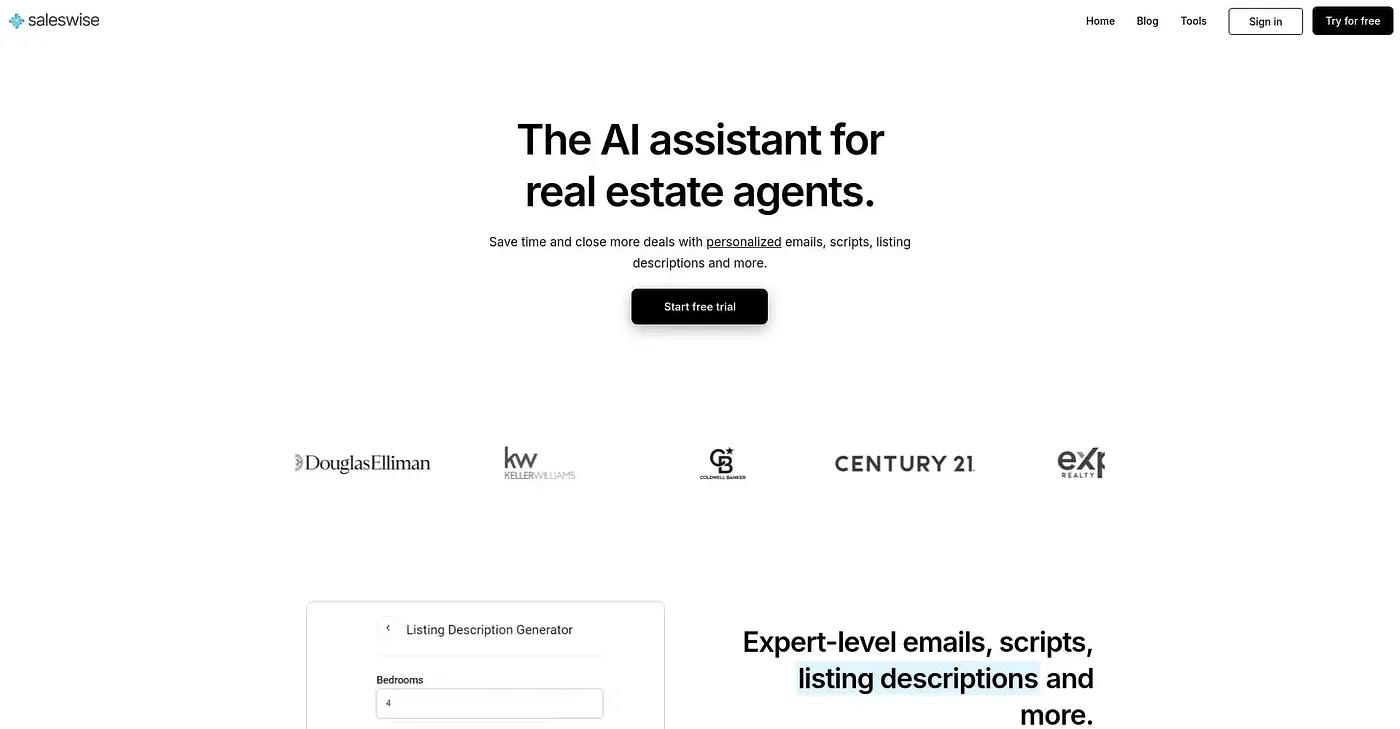 Screenshot of Saleswise AI