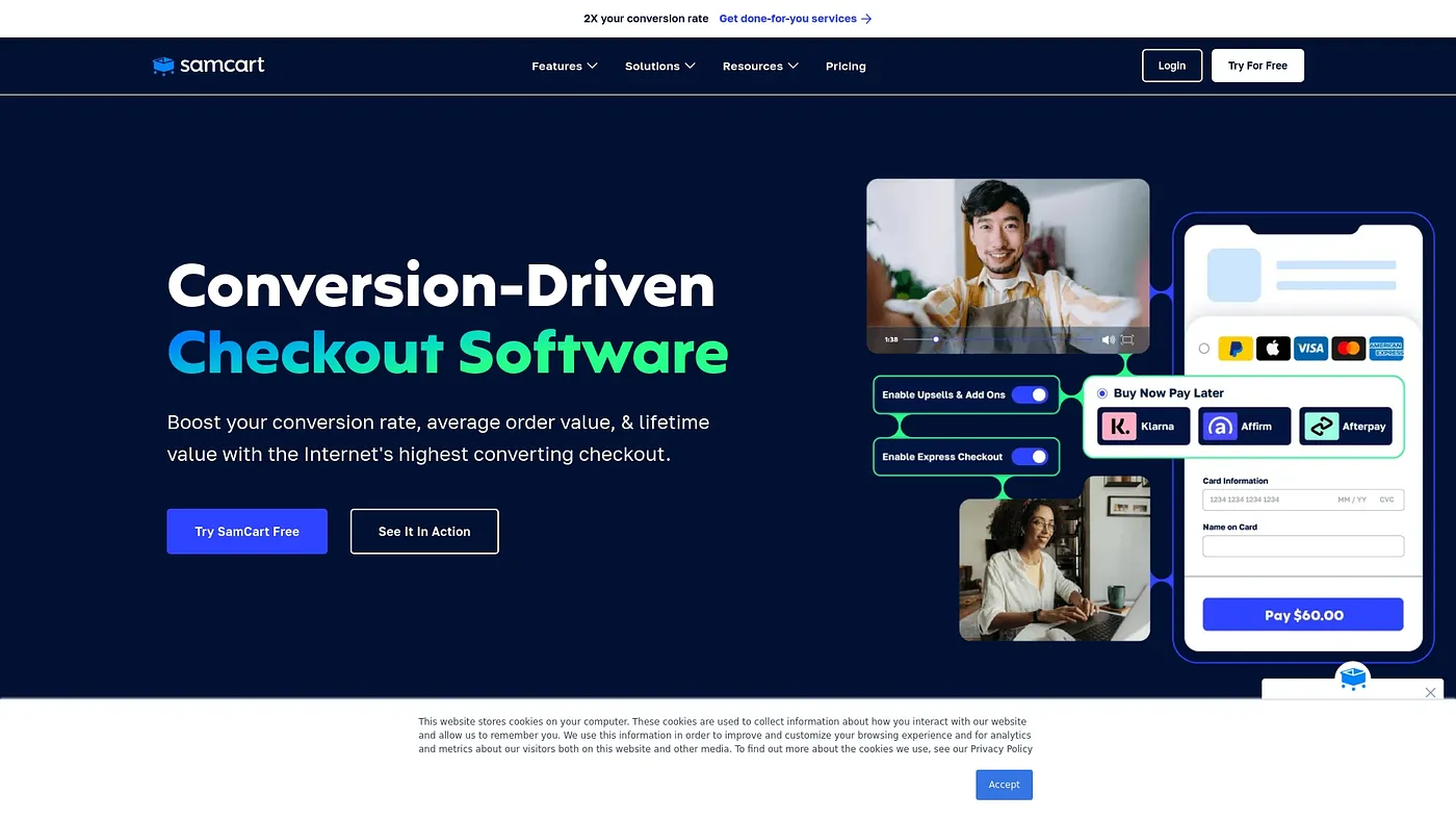 Screenshot of SamCart