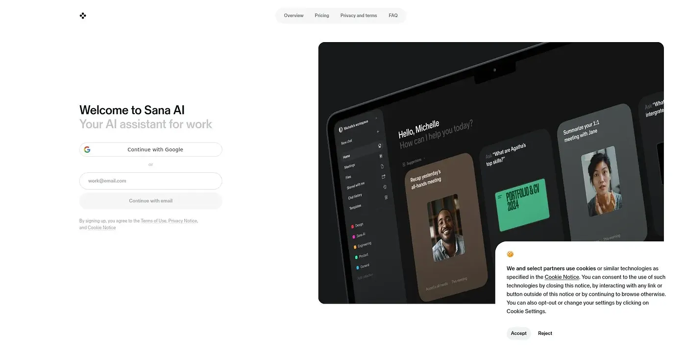 Screenshot of Sana AI