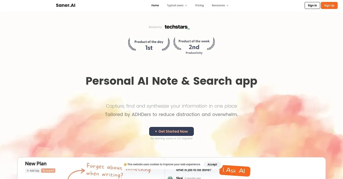 Screenshot of Saner.AI