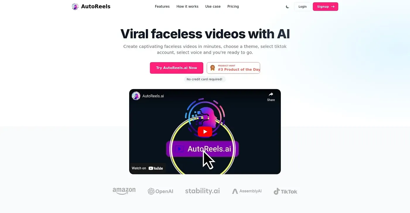 Screenshot of AutoReels AI