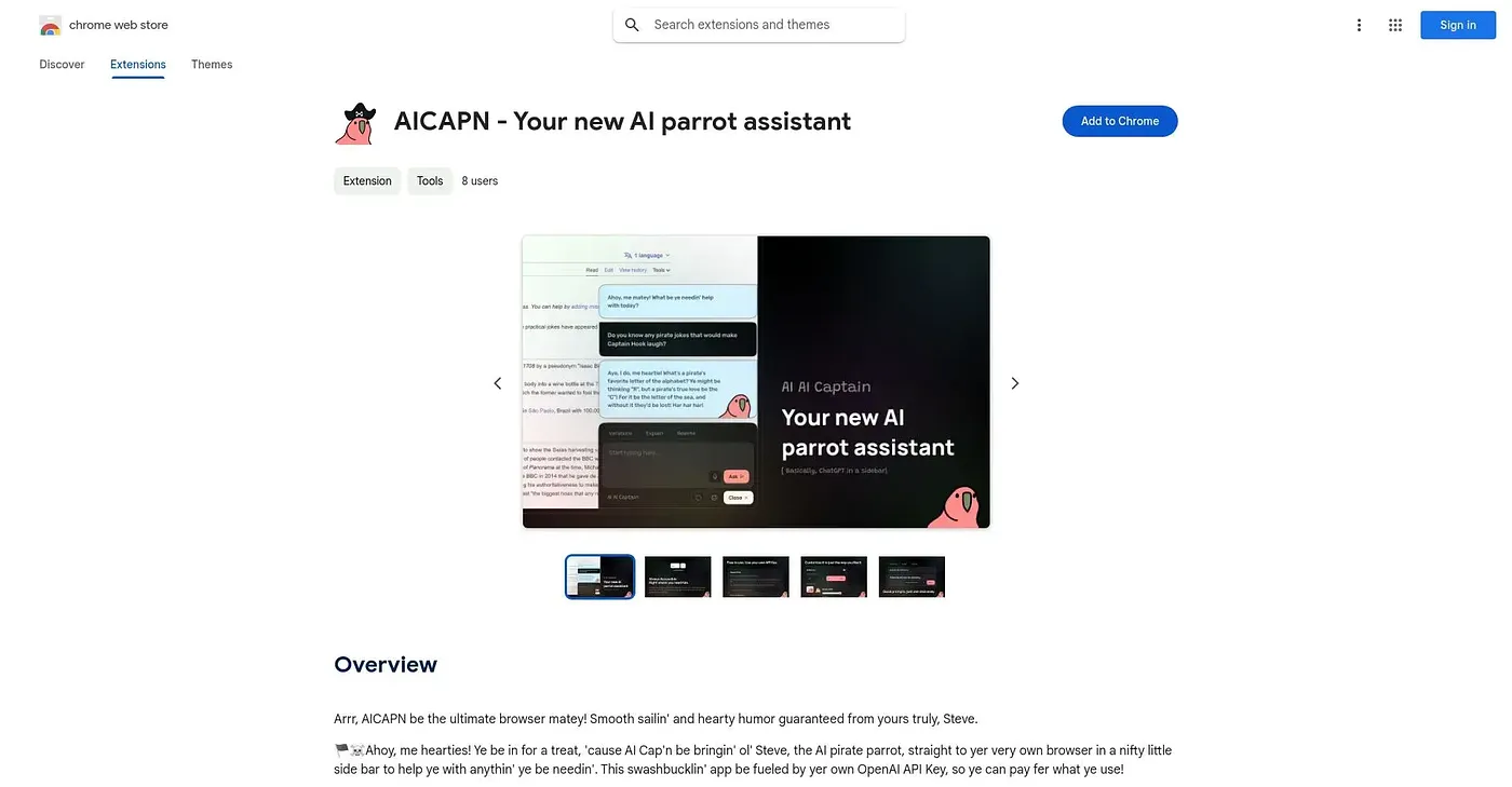Screenshot of AI CAPN - Chrome Extension