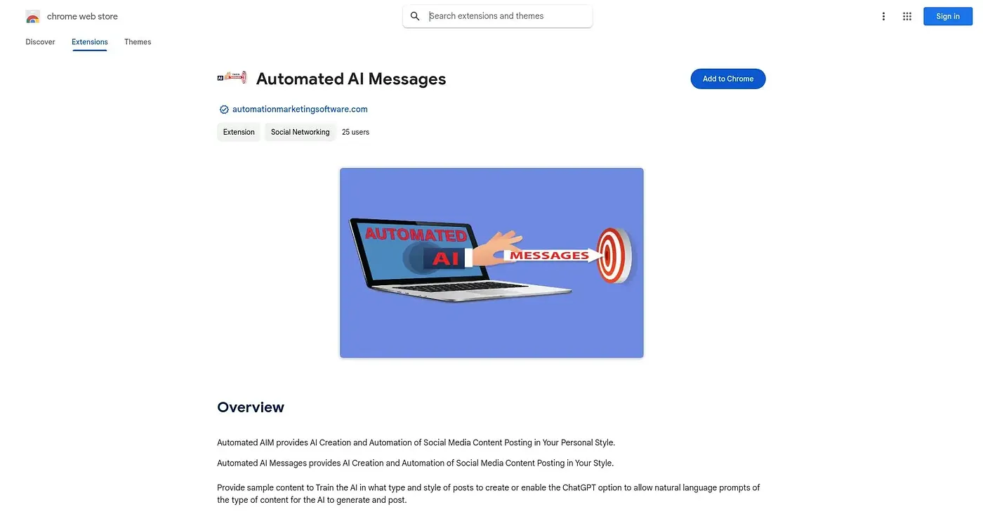 Screenshot of Automated AIM Chrome Extension
