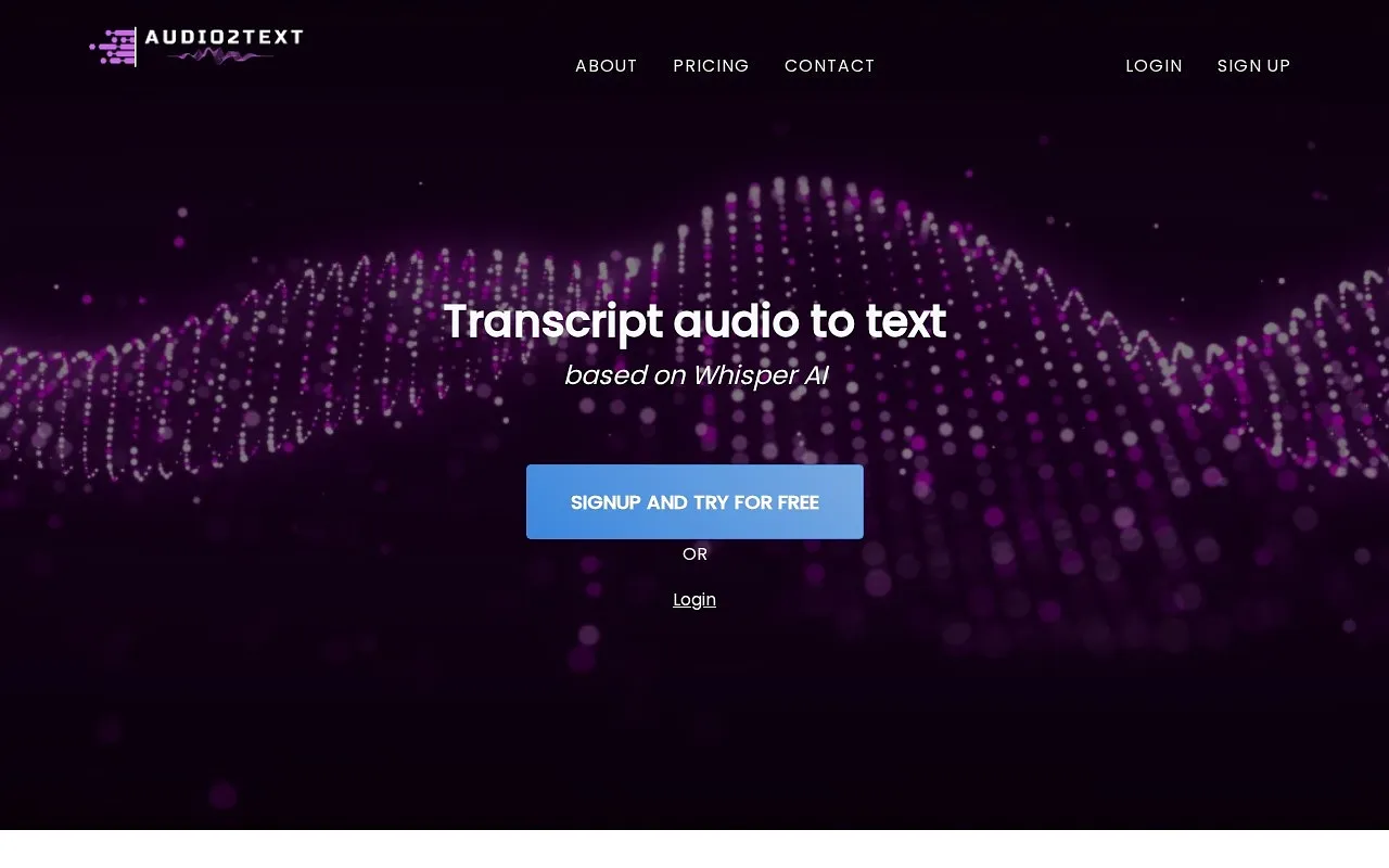 Screenshot of Audio2Text