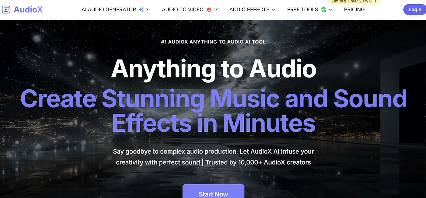 Screenshot of AudioX