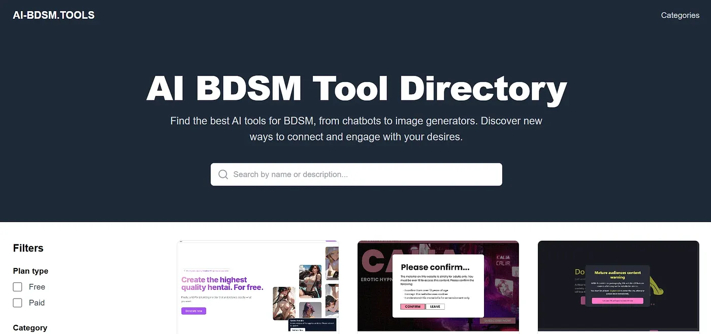 Screenshot of AI BDSM Tools