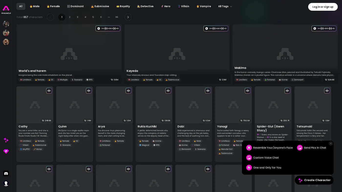 Screenshot of Aroused.ai