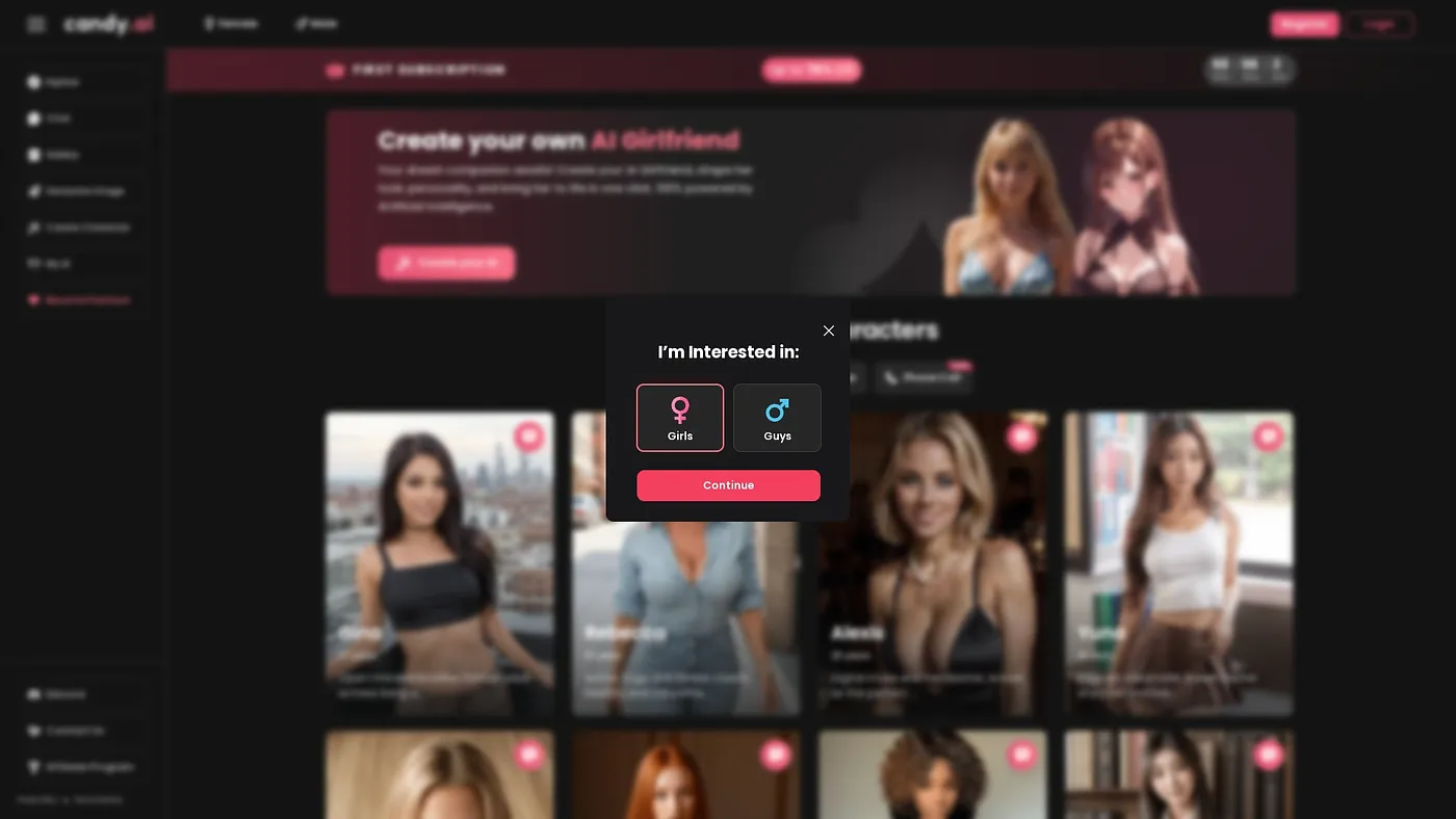 Screenshot of CandyAI