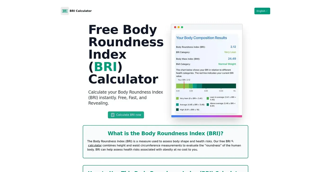 Screenshot of BRI Calculator