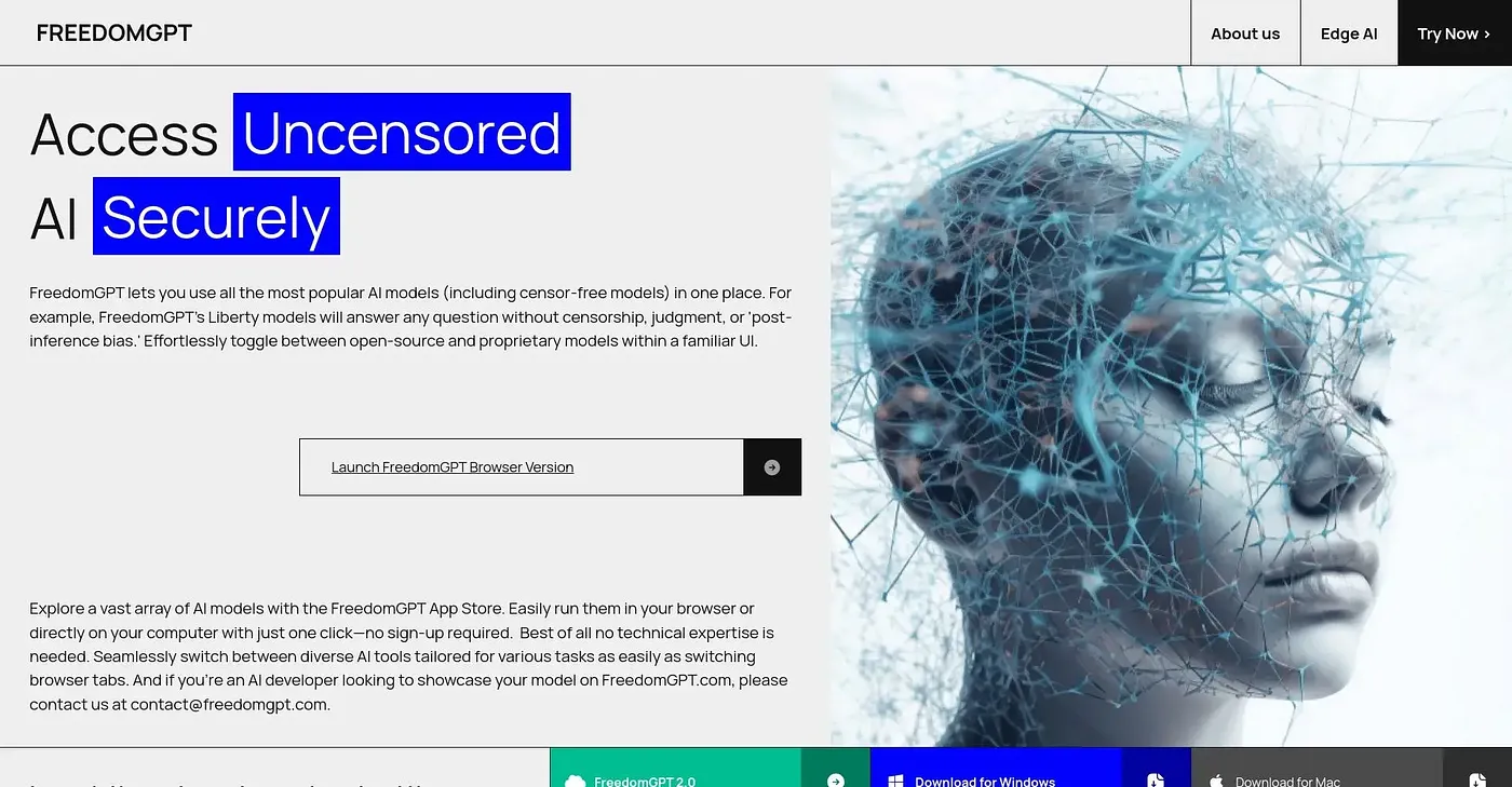 Screenshot of FreedomGPT
