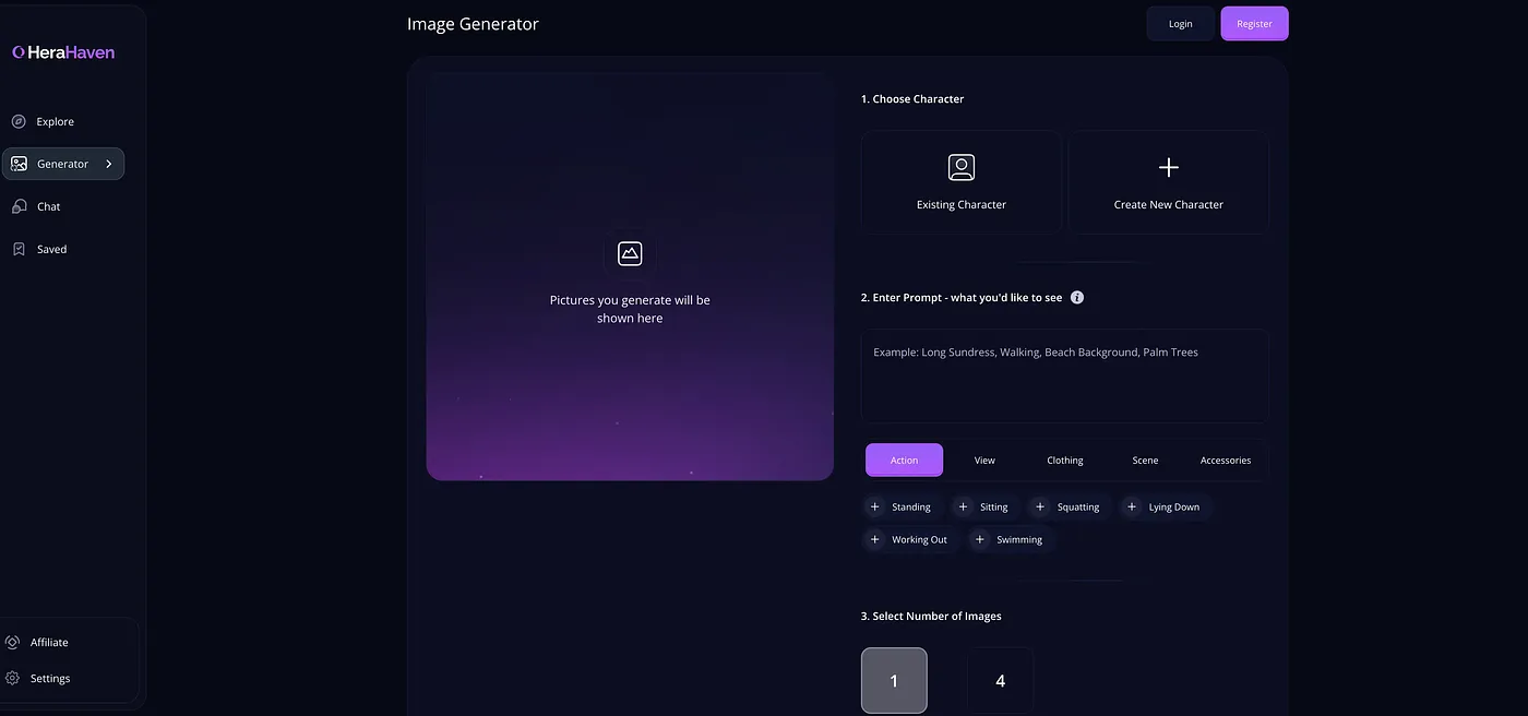 Screenshot of Hera Haven AI