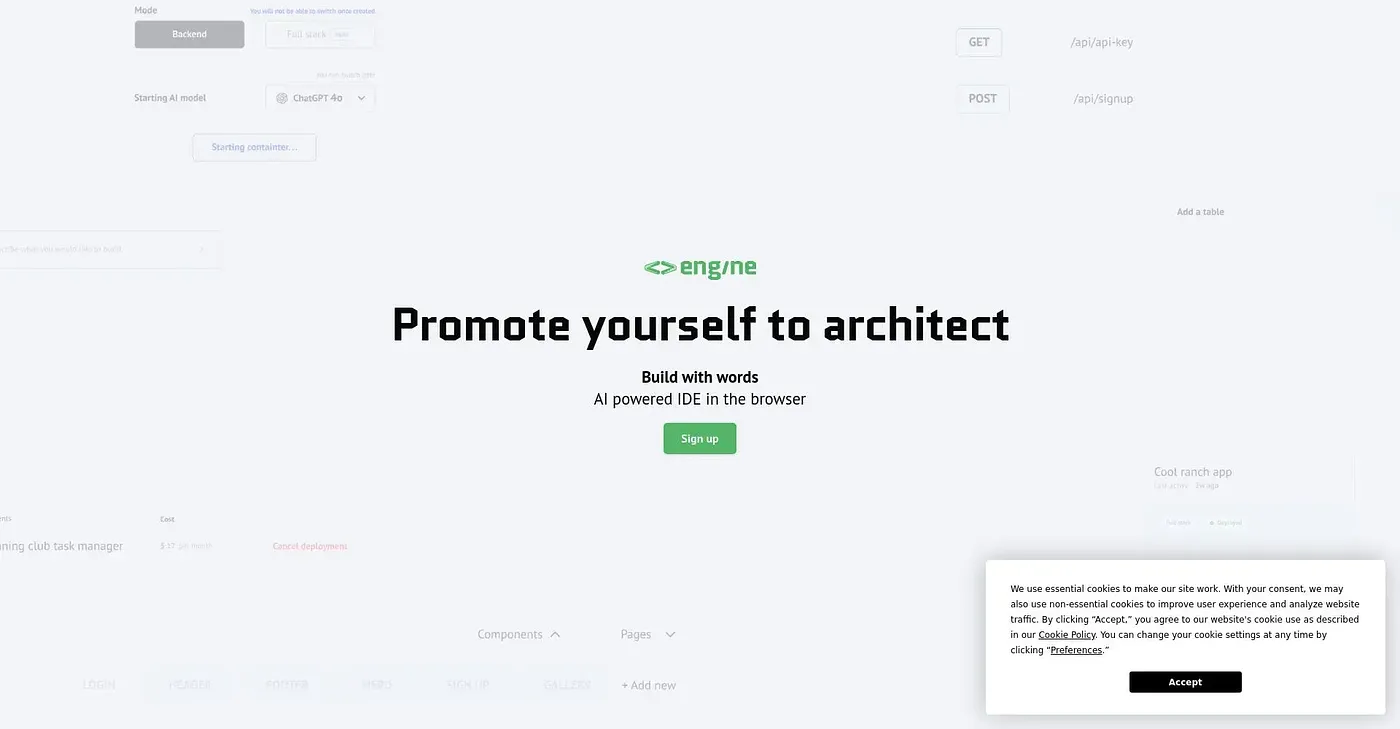 Screenshot of Backengine