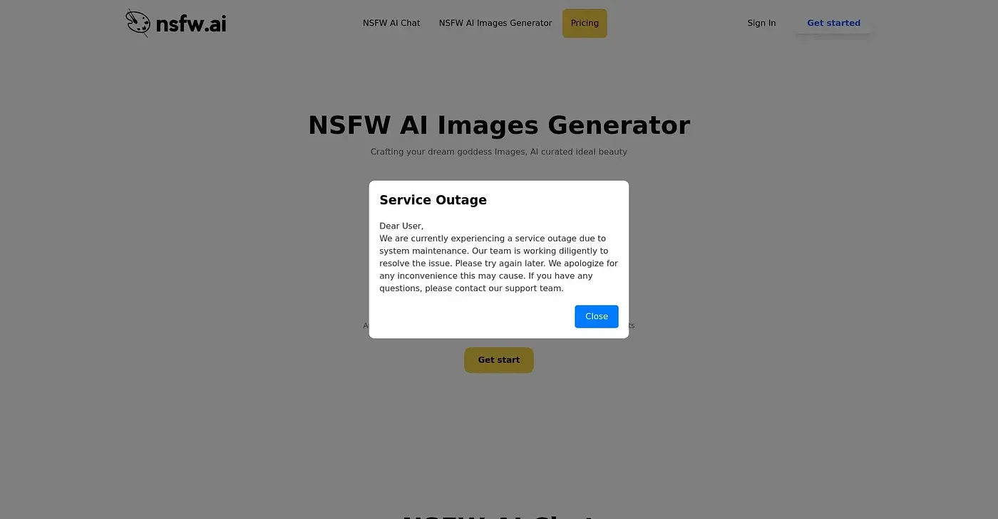 Screenshot of NSFW AI