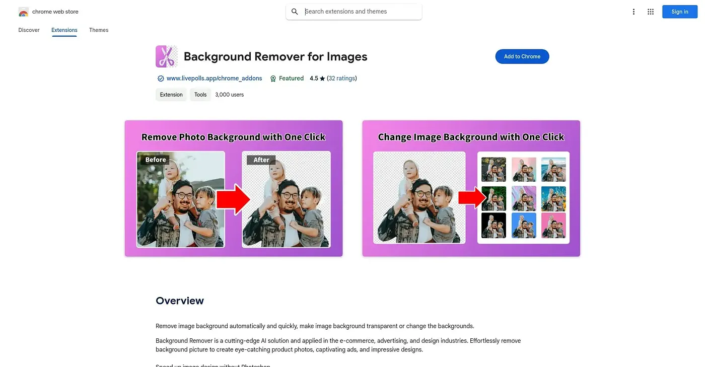Screenshot of Background Remover for Im Chrome Extension
