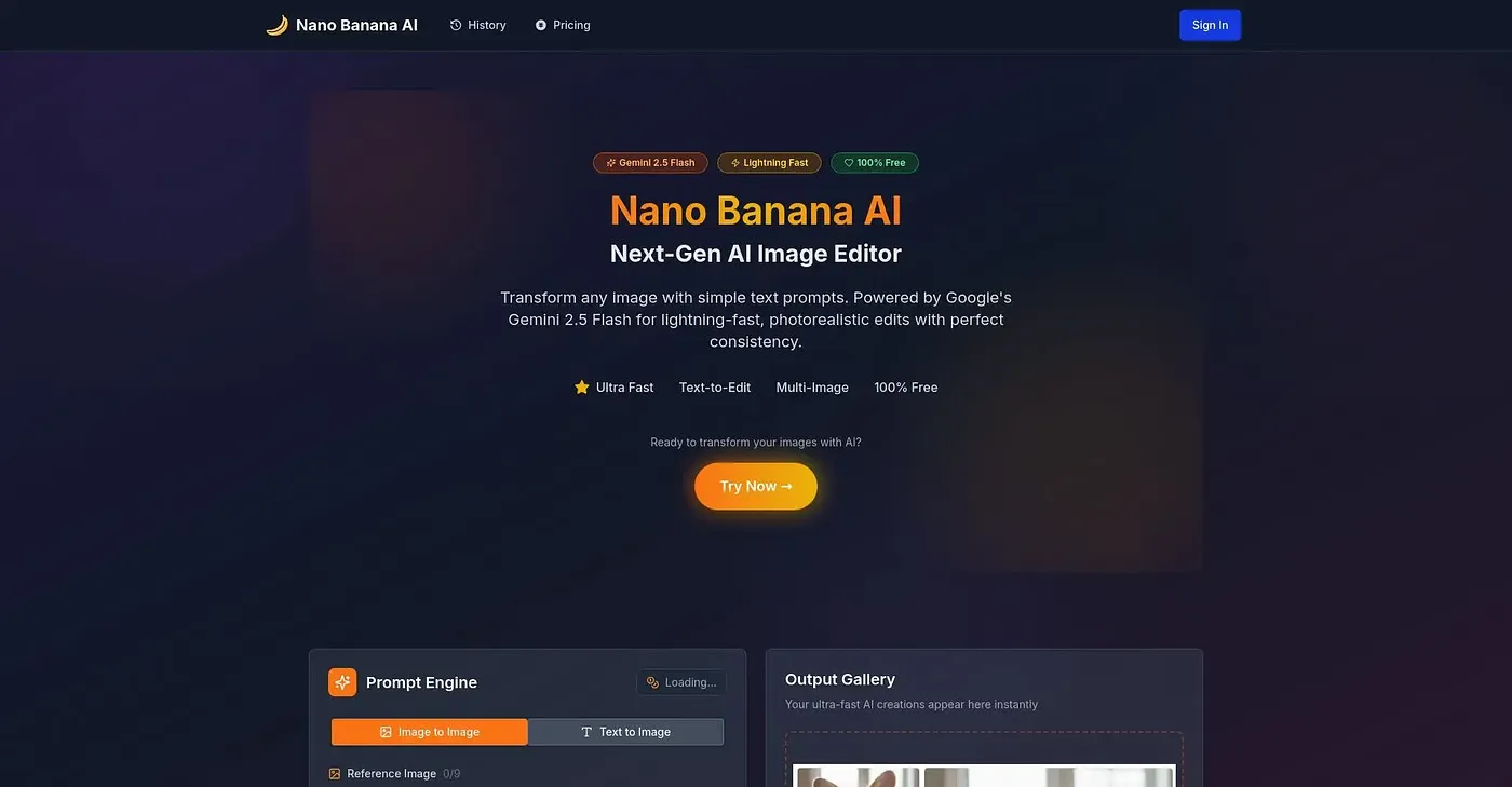 Screenshot of Nano Banana AI