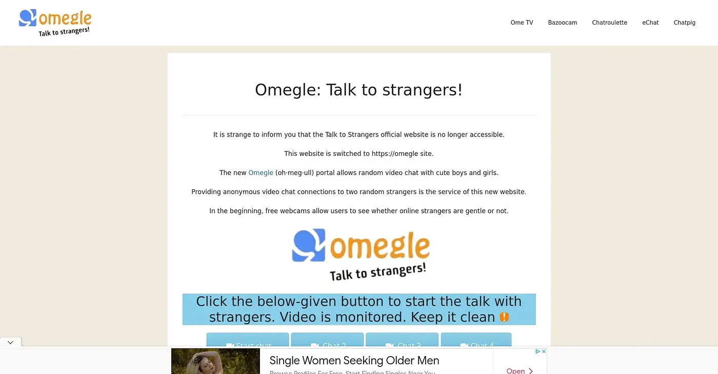 Screenshot of Omegle