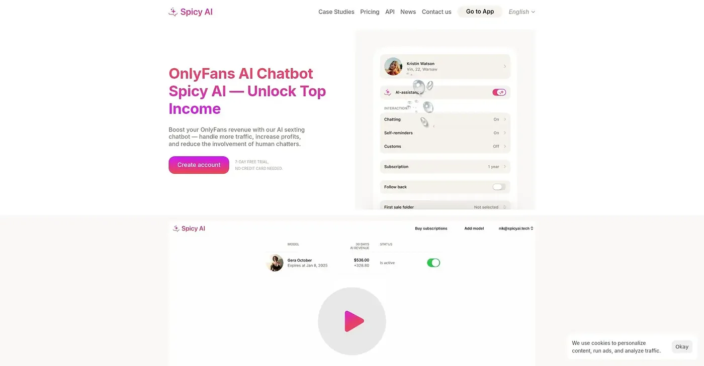 Screenshot of Spicy AI
