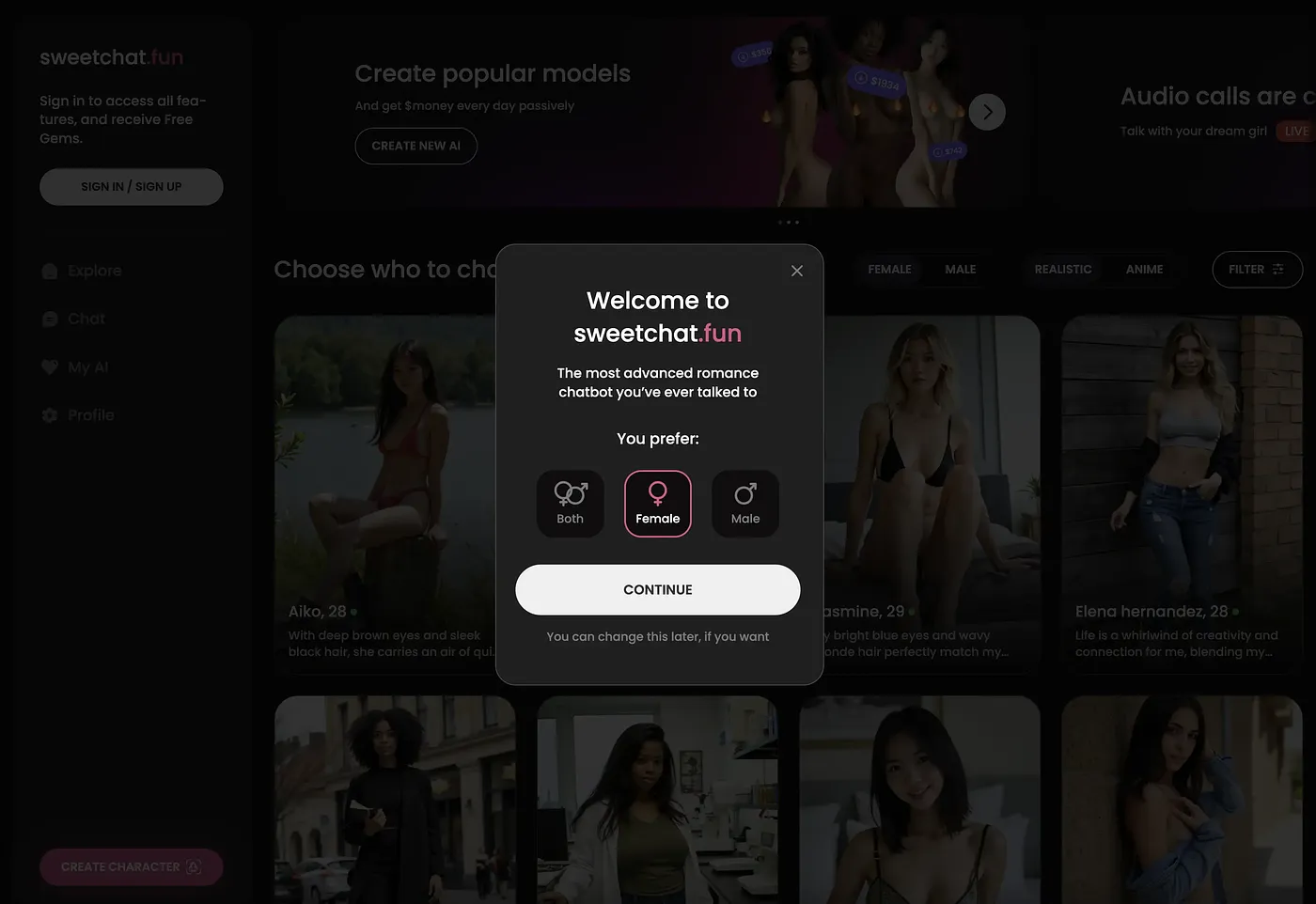 Screenshot of Sweetchat