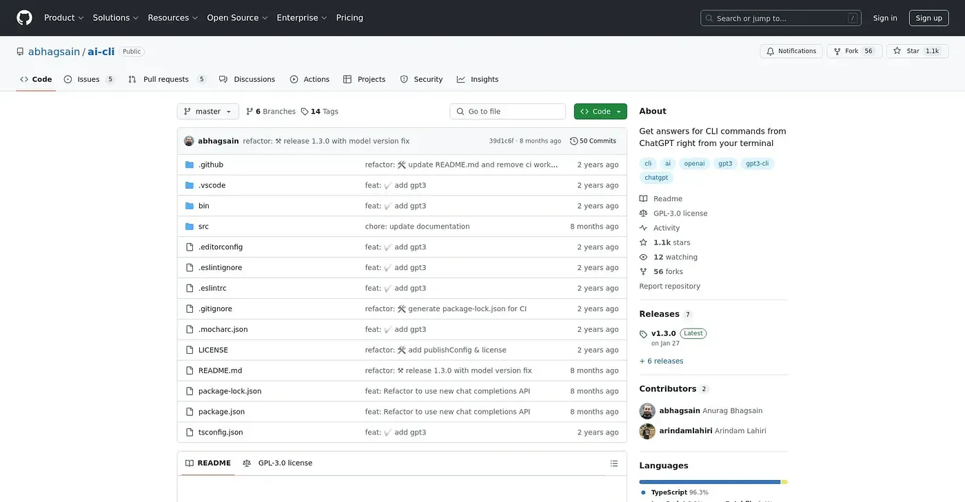 Screenshot of AI CLI