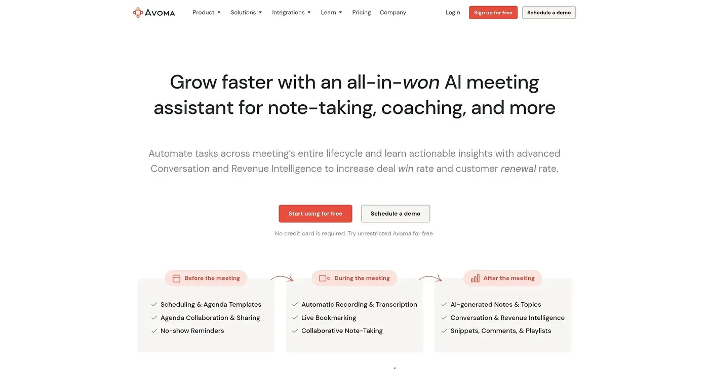 Screenshot of Avoma