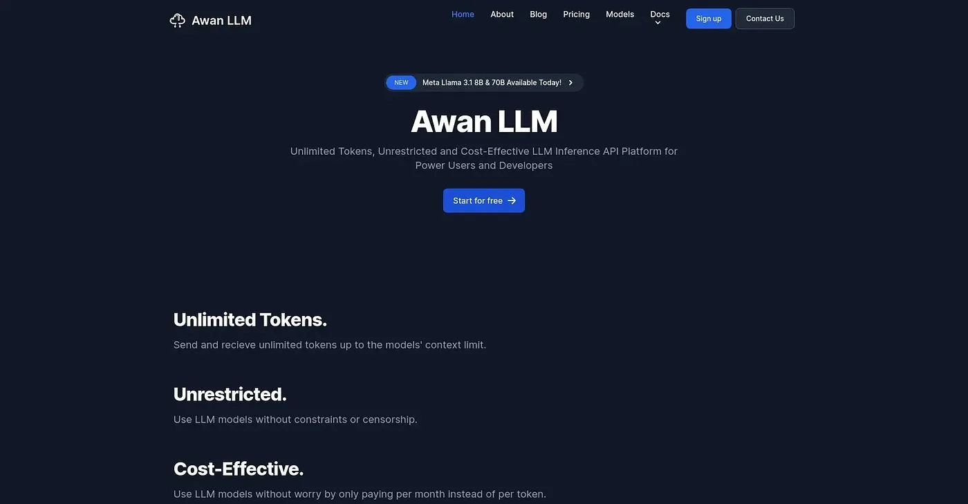 Screenshot of Awan LLM