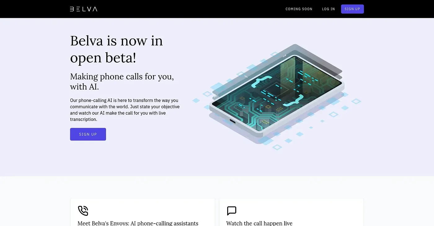 Screenshot of Belva AI