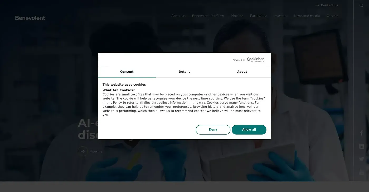 Screenshot of Benevolent Platform™