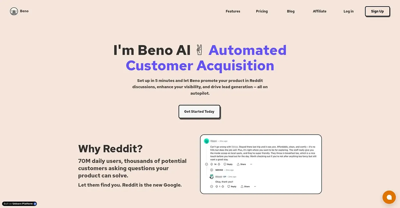 Screenshot of Beno AI