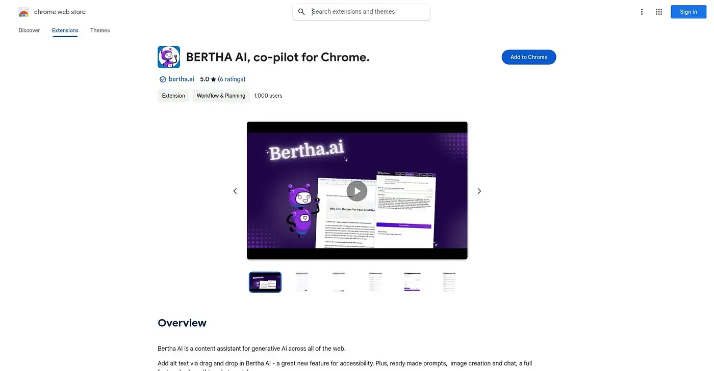 Screenshot of Bertha AI Co-Pilot For Generative AI