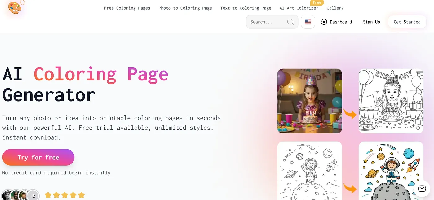 Screenshot of Best Coloring Pages AI