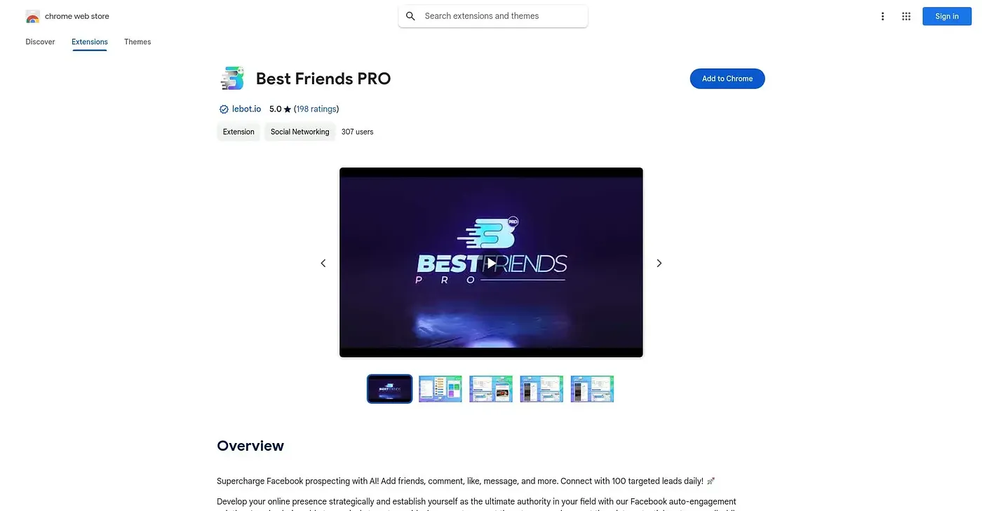 Screenshot of Best Friends Pro Chrome Extension