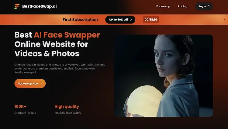 Screenshot of BestFaceSwap.ai