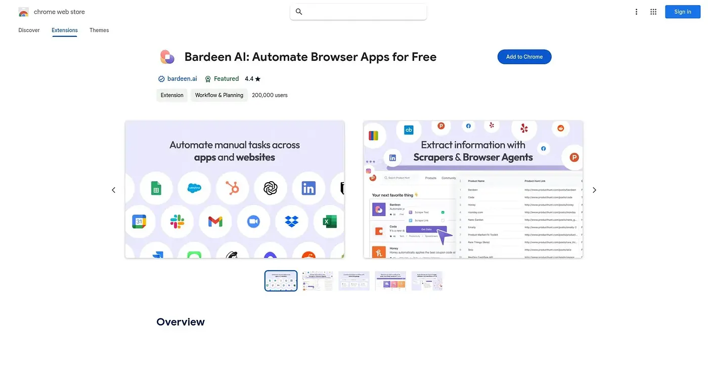 Screenshot of Bardeen AI