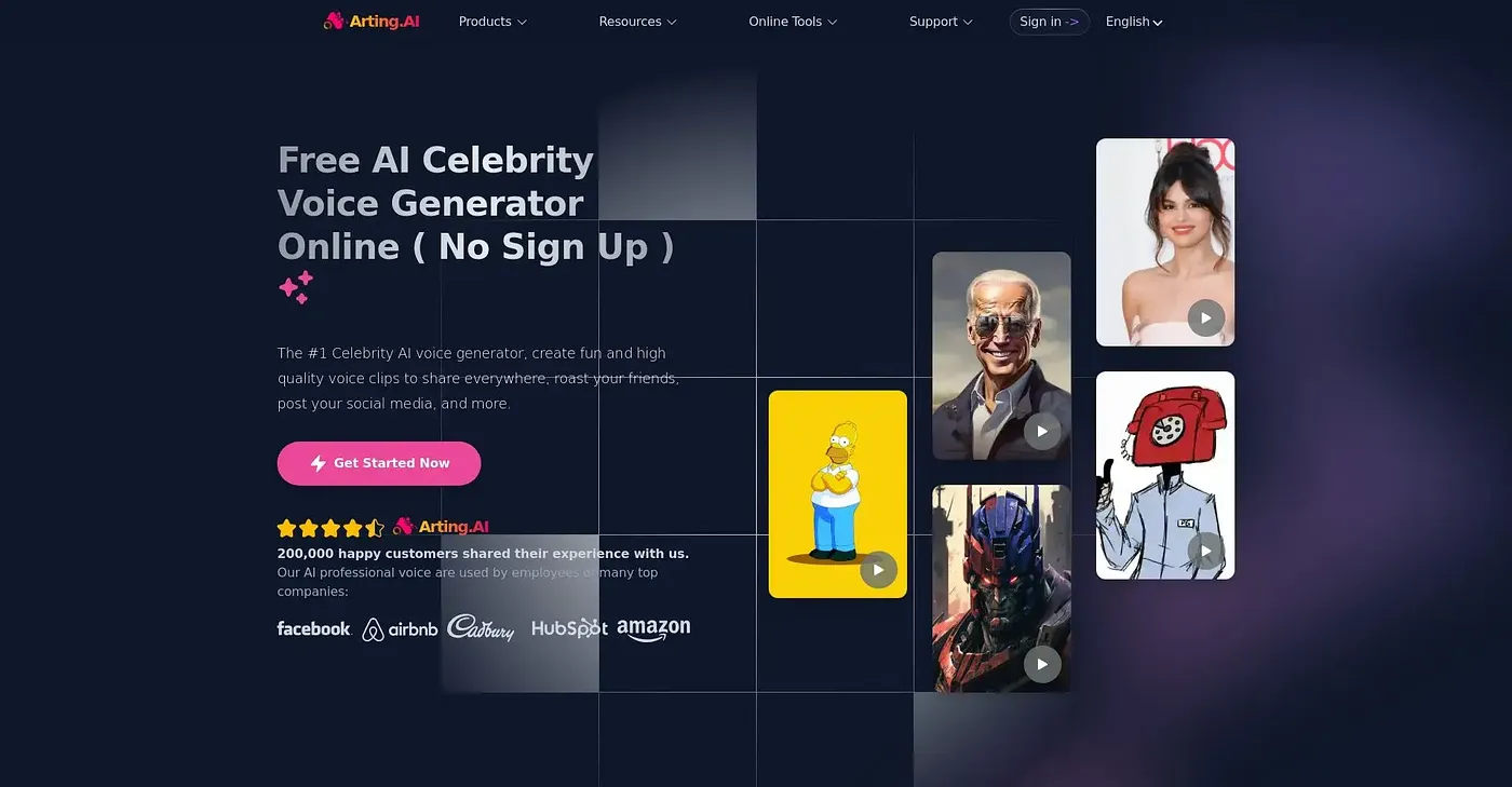 Screenshot of AI Celebrity Voice Generator