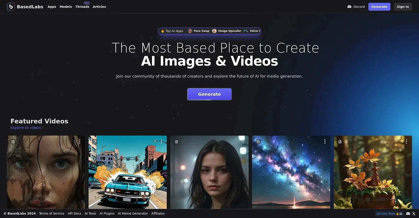Screenshot of Based Labs AI
