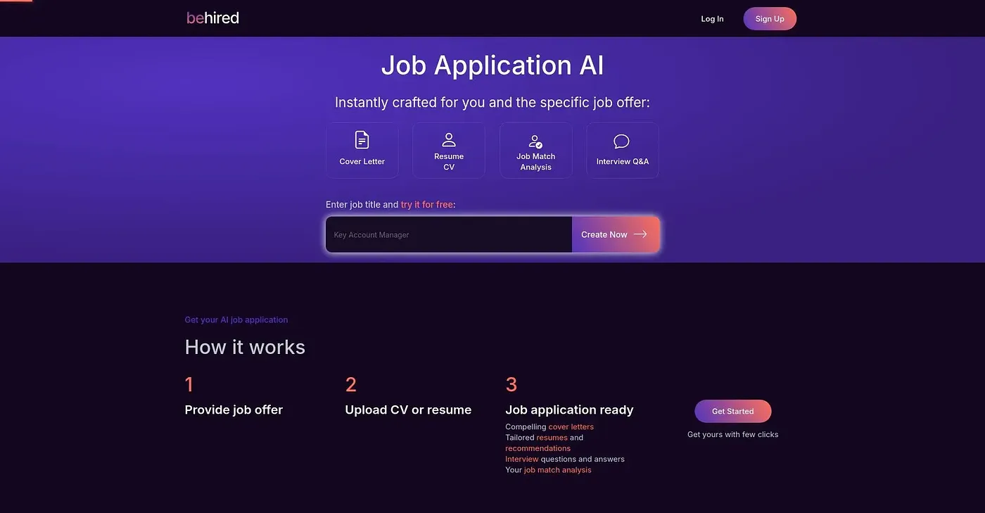 Screenshot of Be Hired