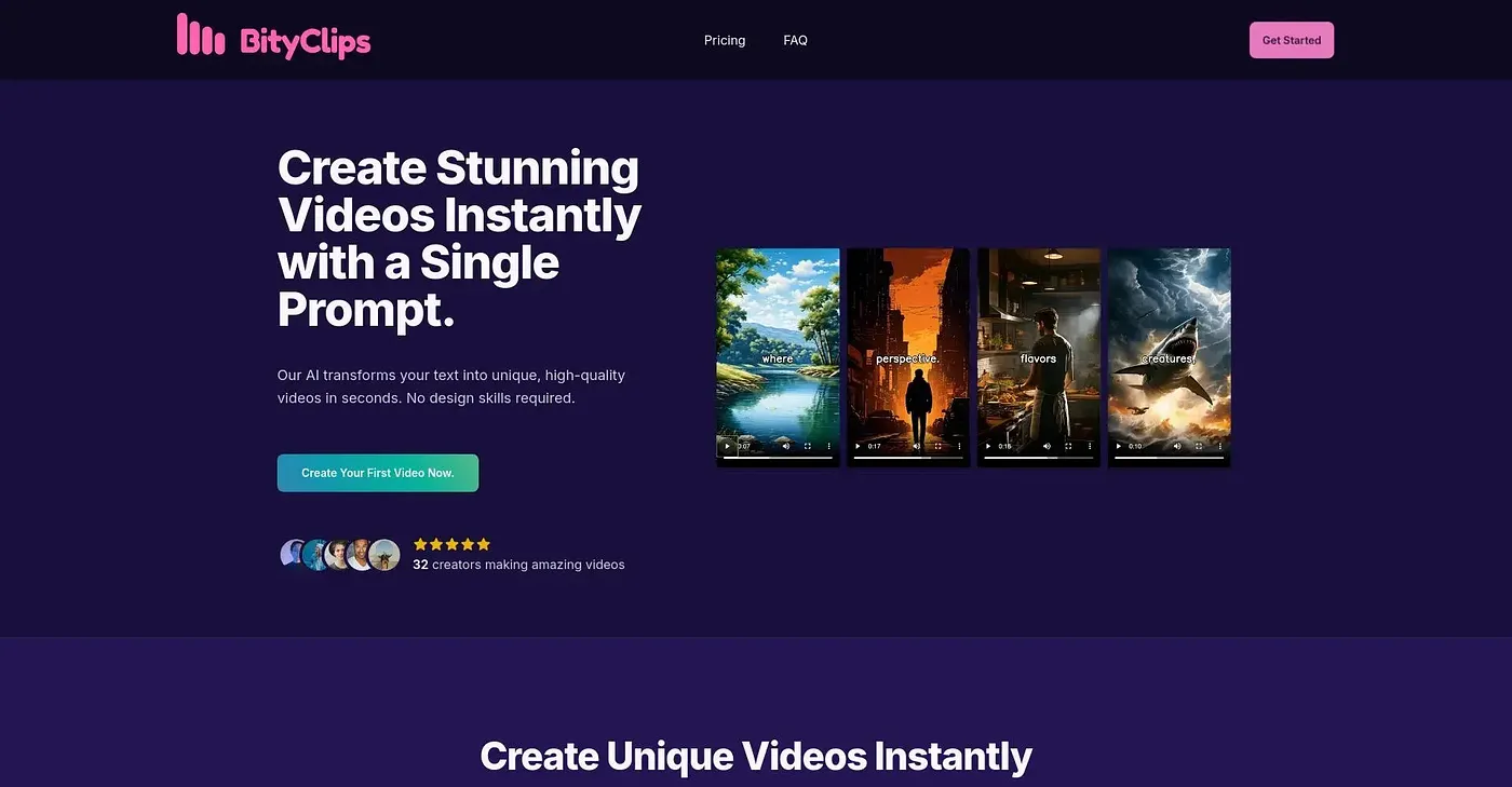 Screenshot of Bity Clips