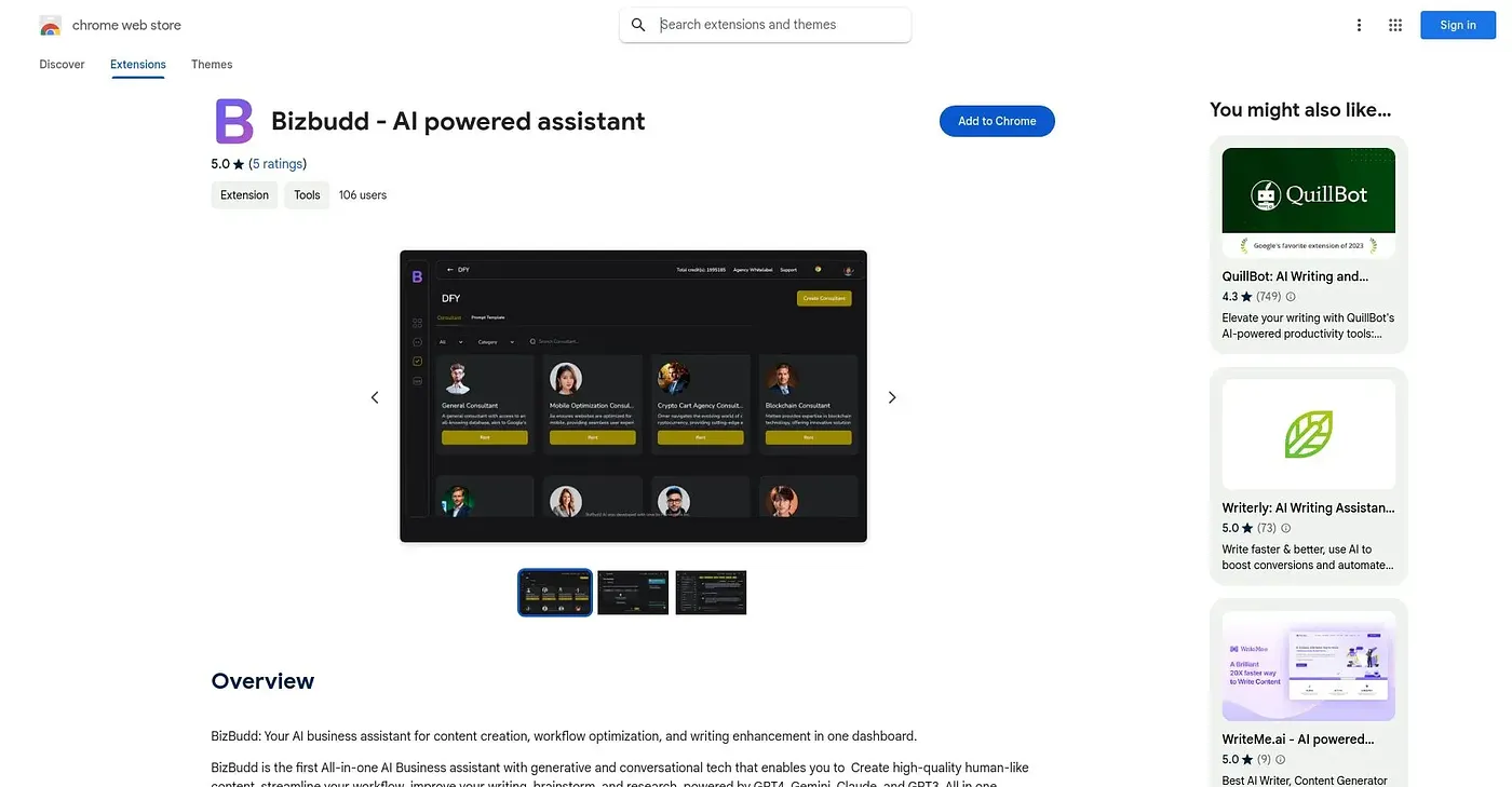 Screenshot of BizBudd