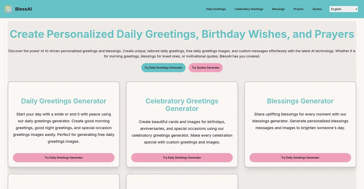 Screenshot of BlessAI