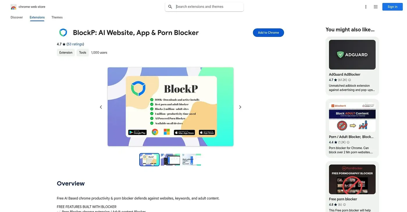 Screenshot of Blockp AI Website App