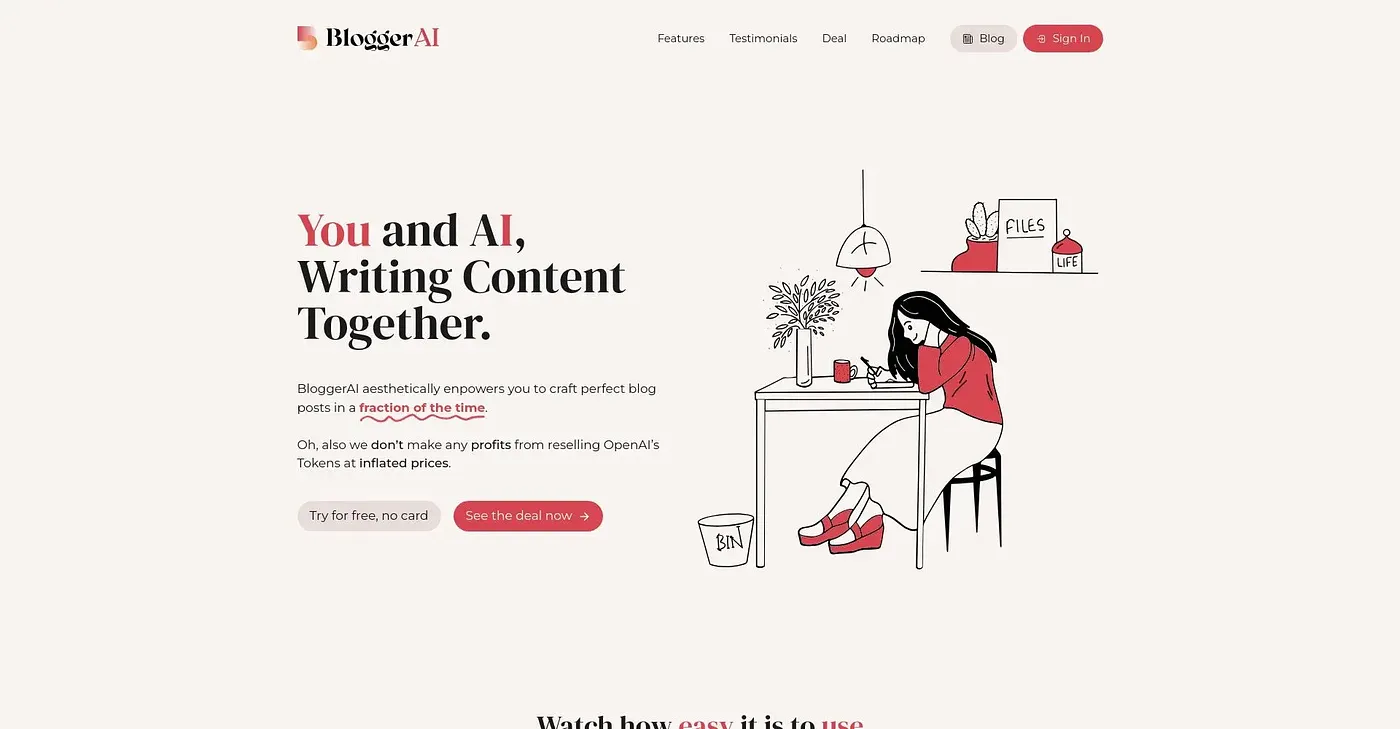 Screenshot of Blogger AI