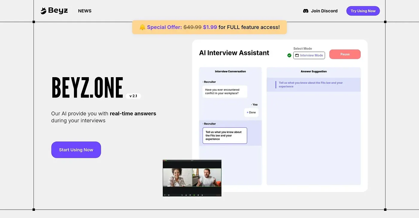 Screenshot of Beyz AI