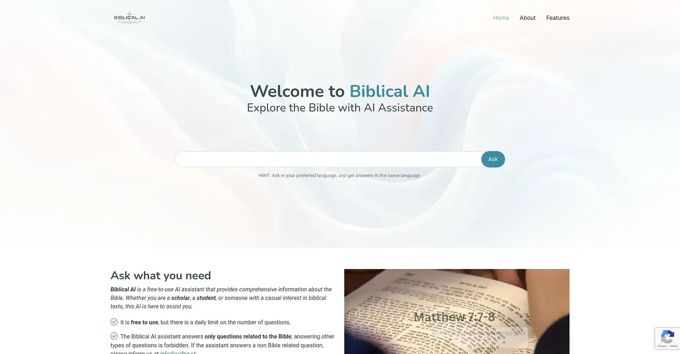 Screenshot of Biblical AI