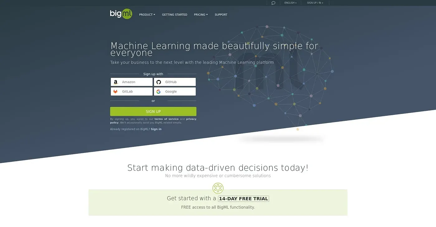 Screenshot of BigML
