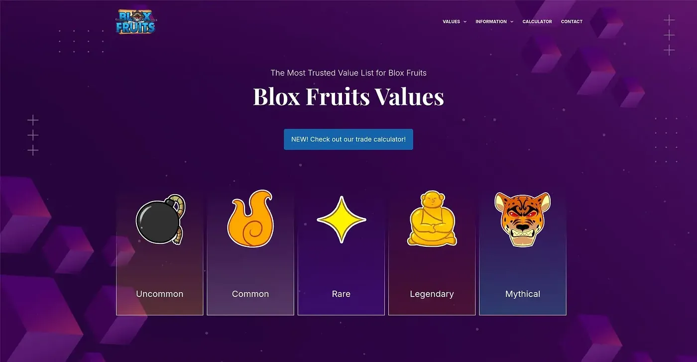 Screenshot of Blox Fruits Values