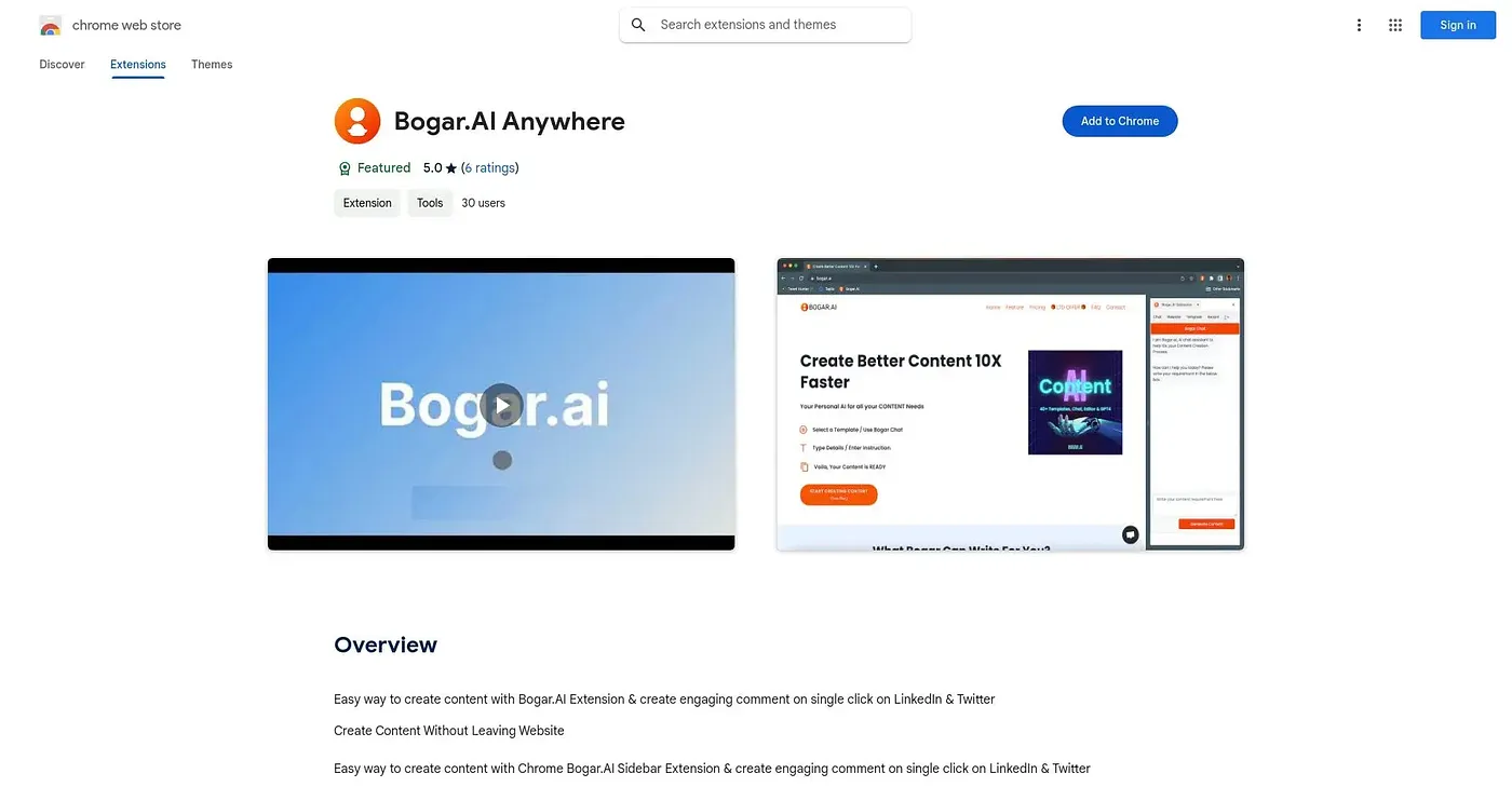Screenshot of Bogar.AI Extension