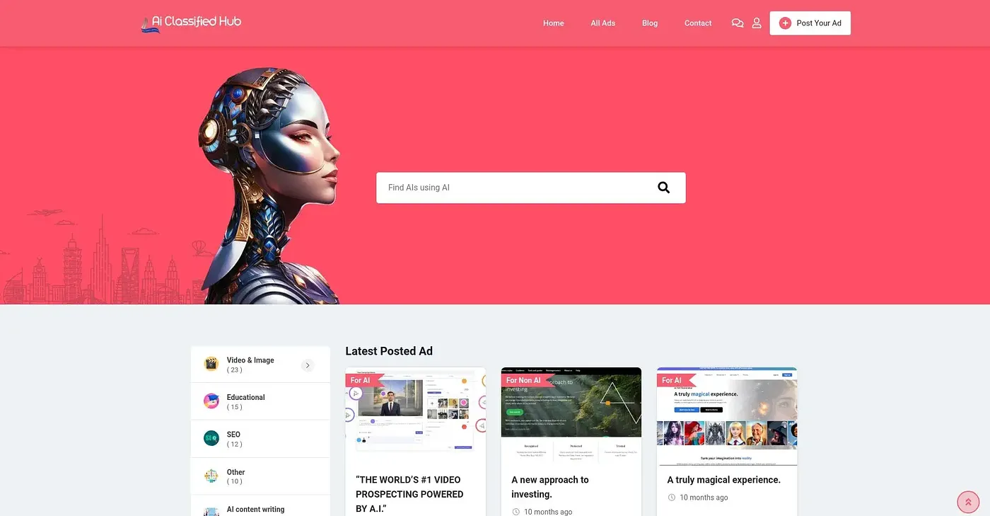 Screenshot of AI Classifieds